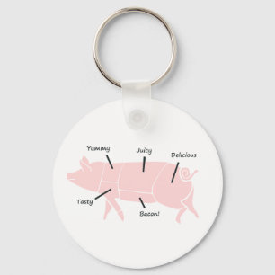 Little Pink Piggie with Tasty Labels Key Ring