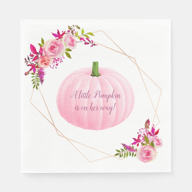 Little Pink Pumpkin Baby Shower Napkin (Front)