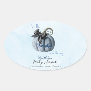 Little pink pumpkin bow is on the way2 oval sticker