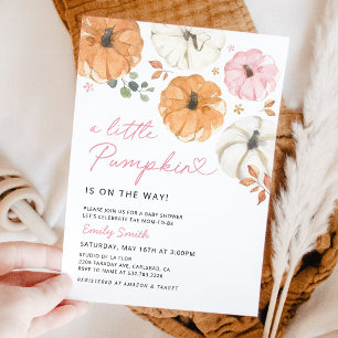 Little Pink Pumpkin Girl Baby Shower Invitation