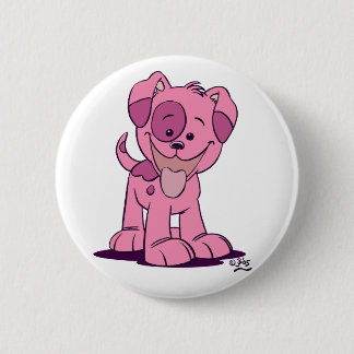 Little pink puppy button badge
