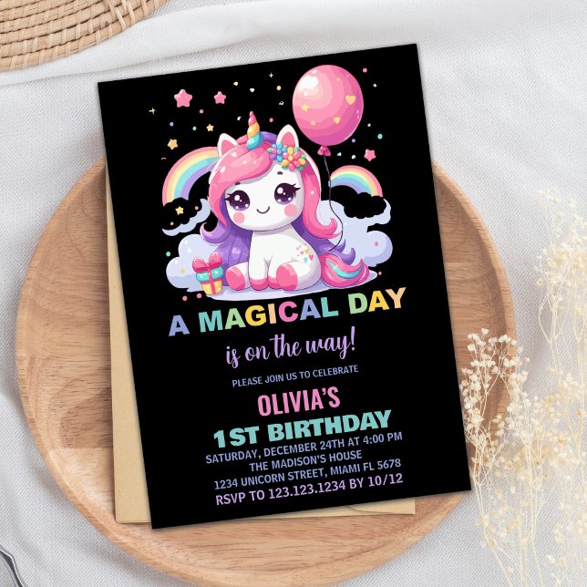 Little Pink Unicorn Birthday Invitations (Little Pink Unicorn Birthday Invitations)