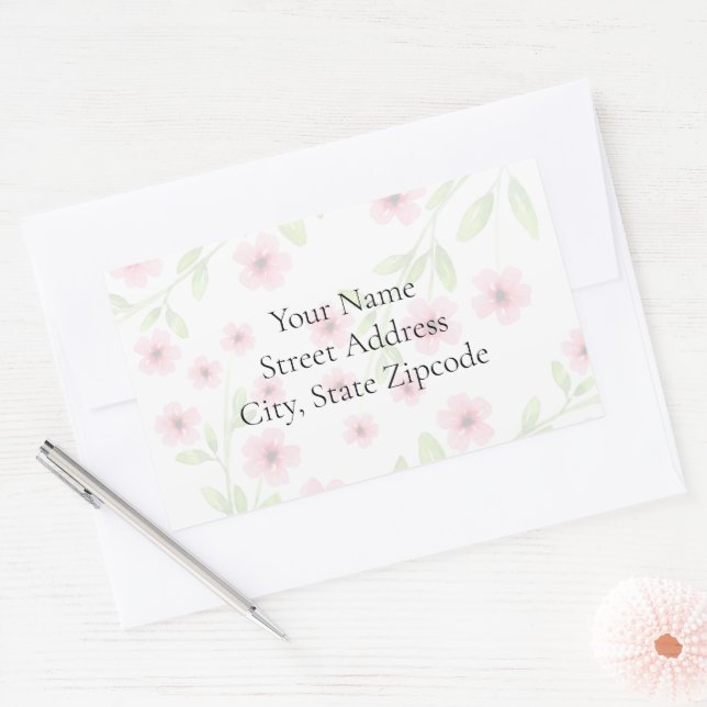 Little Pink Watercolor Blossoms Labels (Envelope)