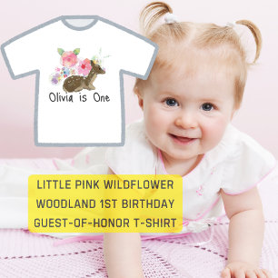Little Pink Wildflower Woodland 1st birthday Toddler T-Shirt