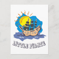 Little pirate toddler on a sailboat on the sea