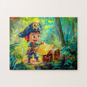 Little Pirate with Treasure Map and Chest Jigsaw Puzzle