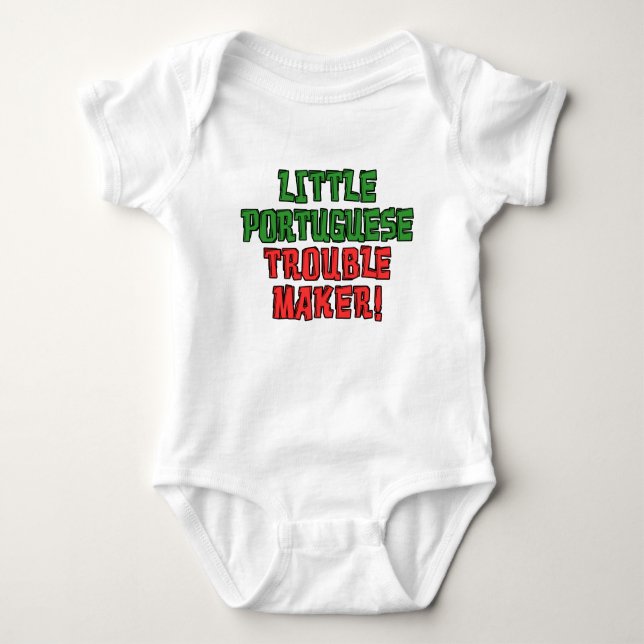 Little Portuguese Trouble Maker Baby Bodysuit (Front)
