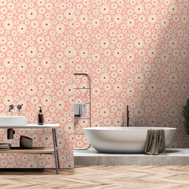Little Powder Pink Flowers Wallpaper (Bathroom)