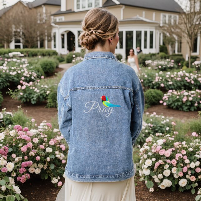 Little Prayer Bird  Denim Jacket (Wedding Back)