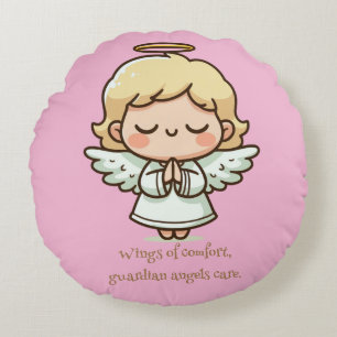 Little praying angel round cushion