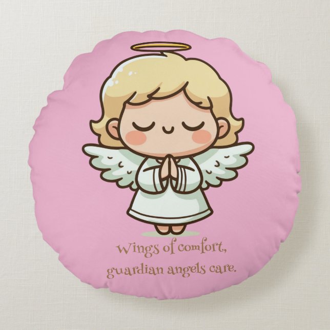 Little praying angel round cushion (Front)