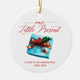 Little Present Personalised Pregnancy Announcement Ceramic Tree Decoration
