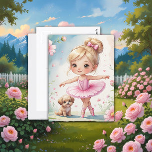 Little Prima Ballerina & Puppy Postcard