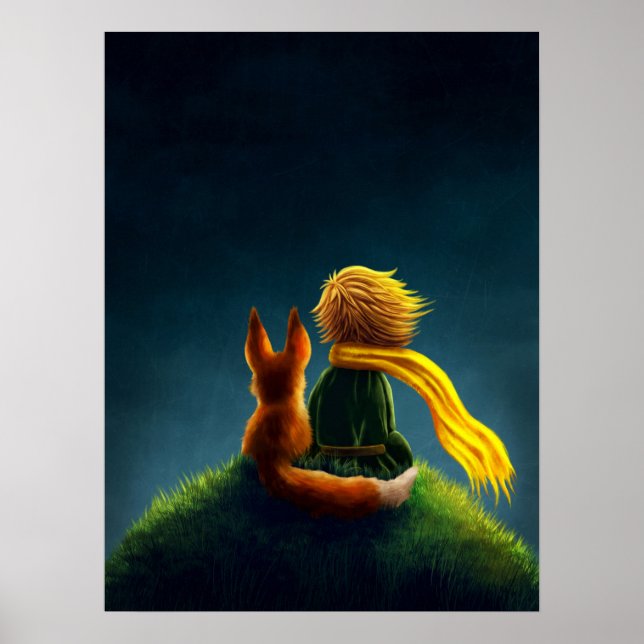Little Prince and Fox. Nursery Art Illustration Poster (Front)