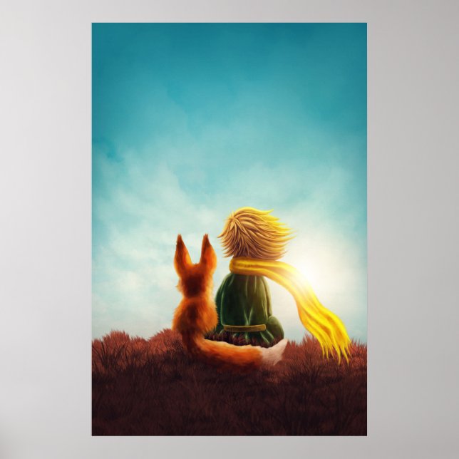 Little Prince and Fox. Nursery Art Illustration Poster (Front)