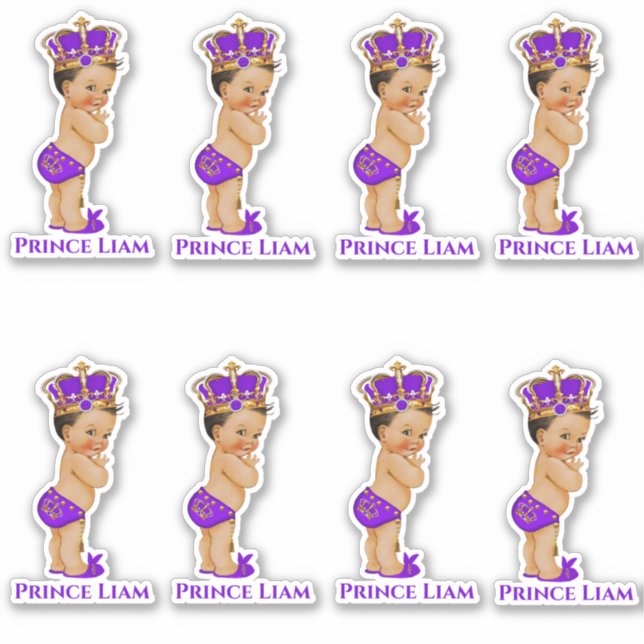 Little Prince Baby Boy Purple Gold Crown (Front)