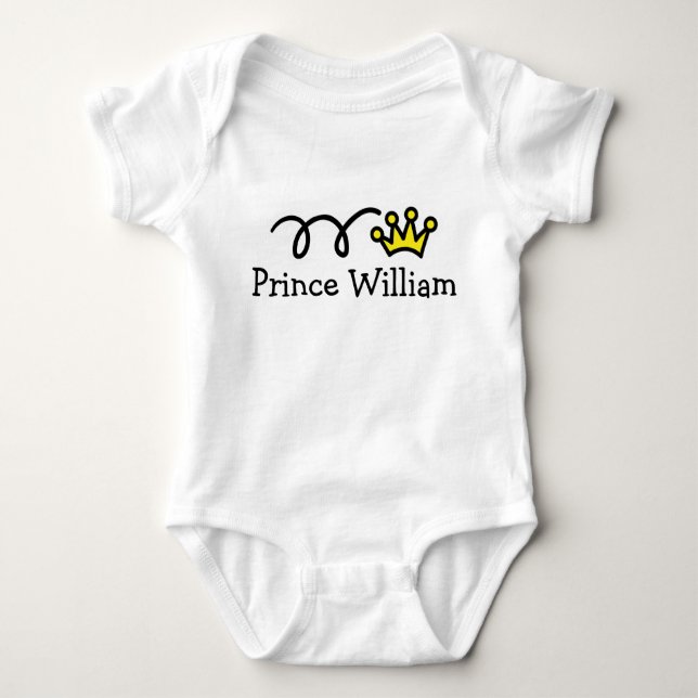 Little prince baby outfit with custom name baby bodysuit (Front)