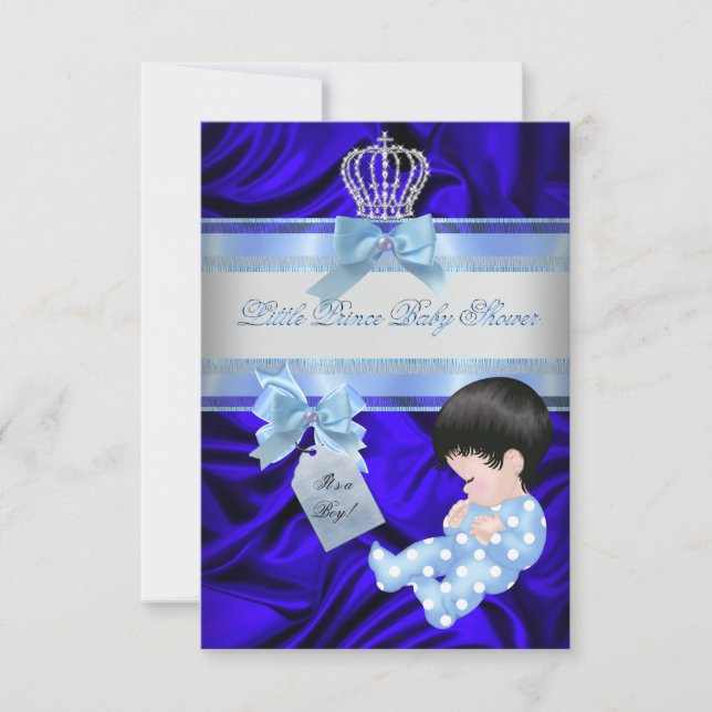 Little Prince Baby Shower Boy Royal Blue Invitation (Front)