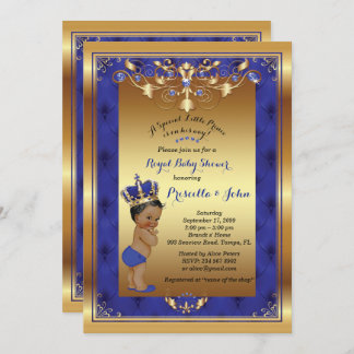 Little Prince Baby Shower Invitation, Royal Blue Invitation