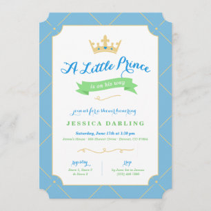 Little Prince Baby Shower Invitations   Blue