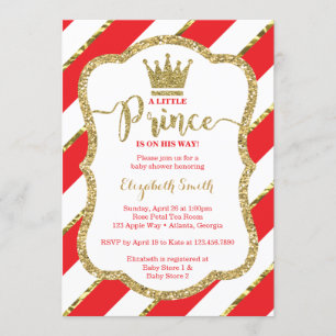 Little Prince Baby Shower Invite, Faux Glitter Invitation