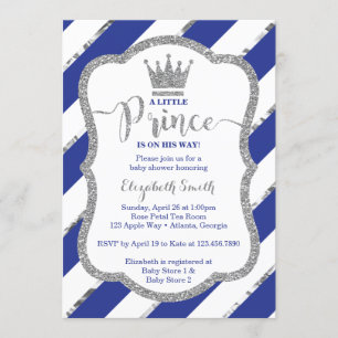 Little Prince Baby Shower Invite, Faux Glitter Invitation