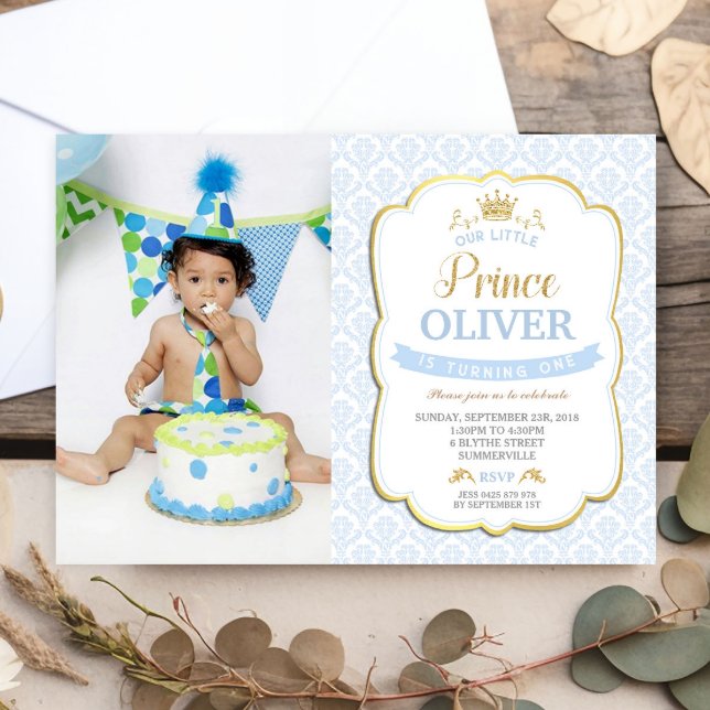 Little Prince Birthday Invitation Boy Blue Photo (Creator Uploaded)