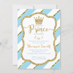 Little Prince Birthday Invitation in Blue & Gold