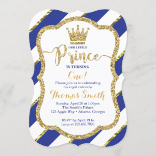 Little Prince Birthday Invitation in Blue & Gold