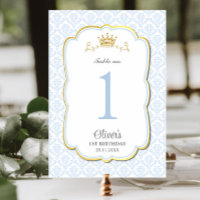Little Prince Blue Damask Birthday Baby Shower