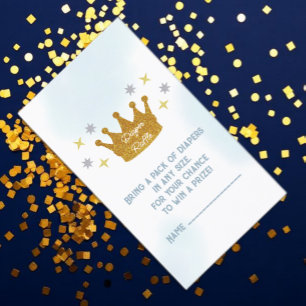 Little Prince Boy Baby Shower Diaper Raffle Enclosure Card