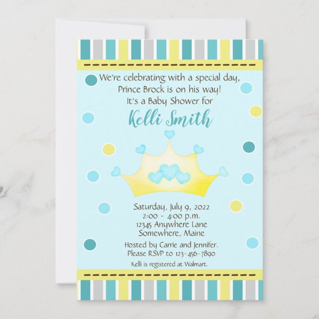 Little Prince Crown Baby Shower Invitations (Front)