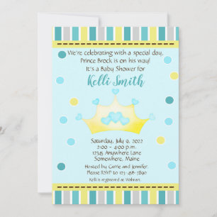 Little Prince Crown Baby Shower Invitations