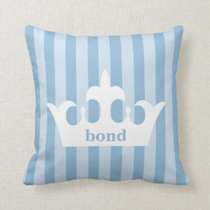 Little Prince Crown Blue Striped Nursery Cushion