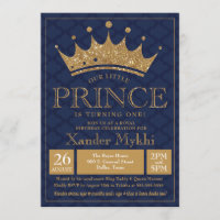 Little Prince Crown Royal Boy Birthday Invitation