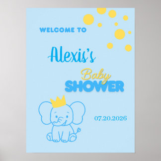 Little Prince Elephant Baby Shower Welcome Sign