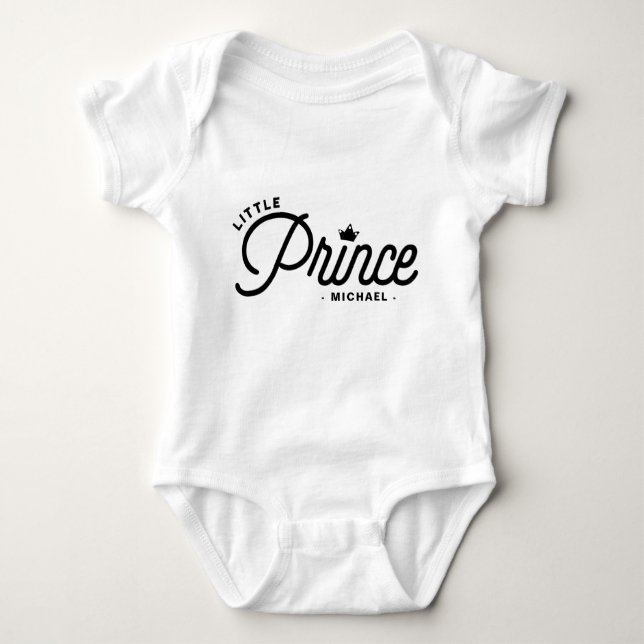 Little Prince Modern Typography Personalised Baby Bodysuit (Front)
