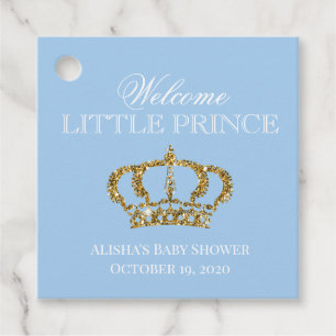 Little Prince Royal Baby Blue and Gold Baby Shower Favour Tags