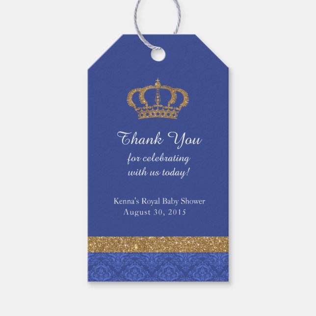 Little Prince Royal Blue and Gold Favour Tag (Front)