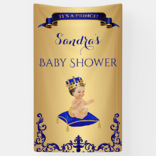 Little Prince Royal Blue Gold Cup Spoon Pillow Banner