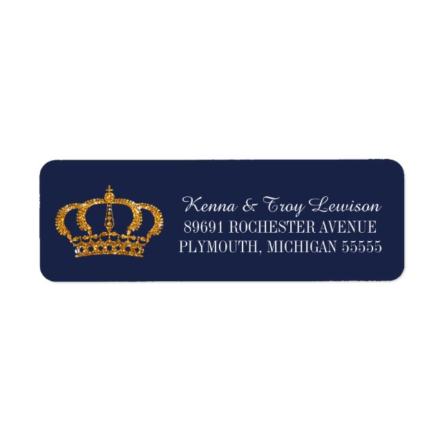 Little Prince Royal Crown Navy Blue Return Address (Front)