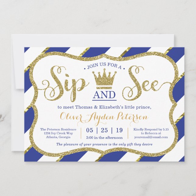 Little Prince Sip and See Baby Shower Invitation (Front)