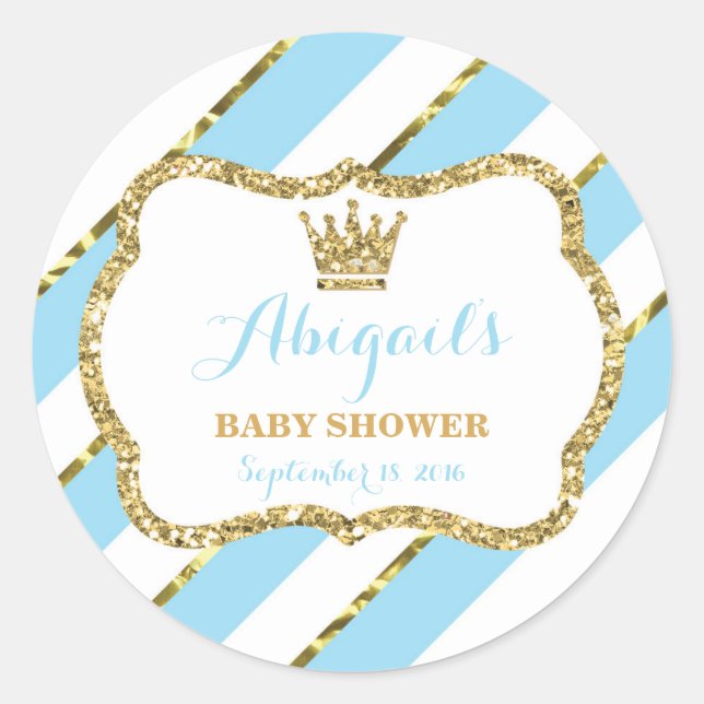 Little Prince Sticker, Baby Blue, Faux Glitter Classic Round Sticker (Front)