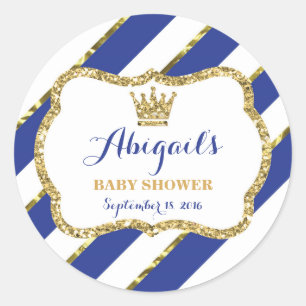 Little Prince Sticker, Royal Blue Faux Glitter Classic Round Sticker