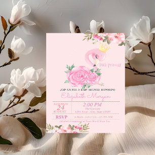 Little Princess, Baby Flamingo Floral Baby Shower Invitation