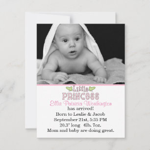 Little Princess Baby Girl Birth Announcement