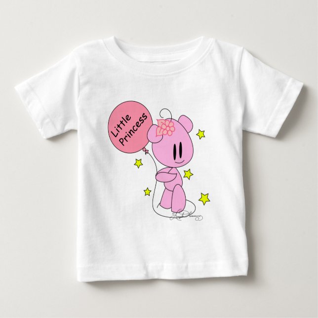 Little Princess Baby Girl Pink Teddy Bear T-Shirt (Front)
