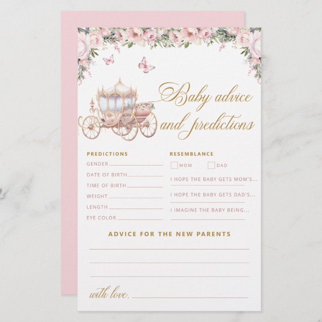 Little Princess Baby Shower Advice & Predictions (Front/Back)