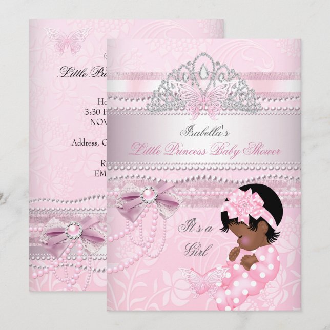 Little Princess Baby Shower Girl Butterfly AA Invitation (Front/Back)
