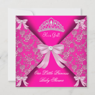 Little Princess Baby Shower Girl Hot Pink 3 Invitation